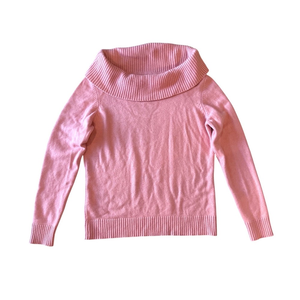 Saks Fifth Ave Womens Cowl Neck Silk Cashmere Blend Sweater M Pink Balletcore